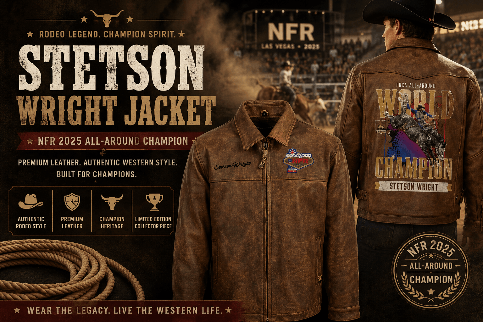 Stetson Wright Jacket Ultimate NFR 2025 Western Leather Statement