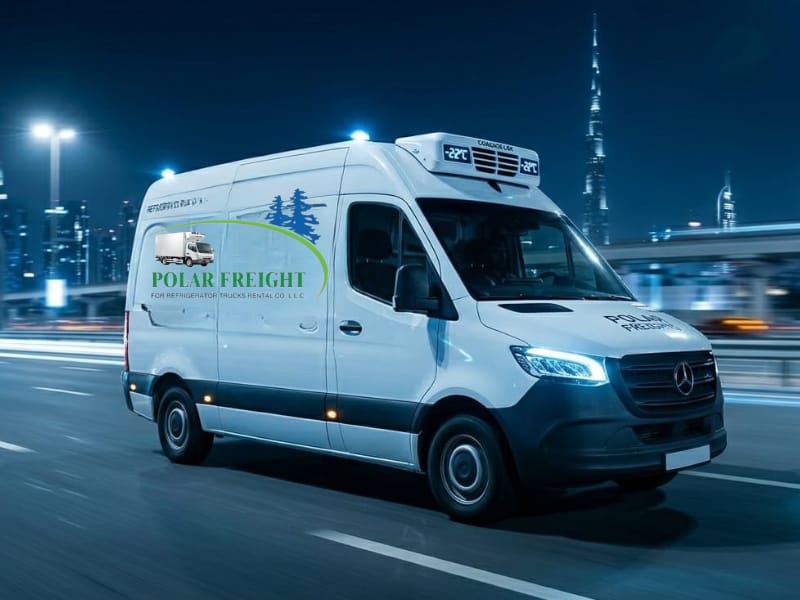 Polar Freights 3 ton refrigerated chiller truck for cold transportation services in UAE.