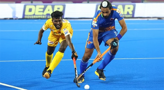 11 players in a field hockey team during Hockey Asia Cup 2022 match