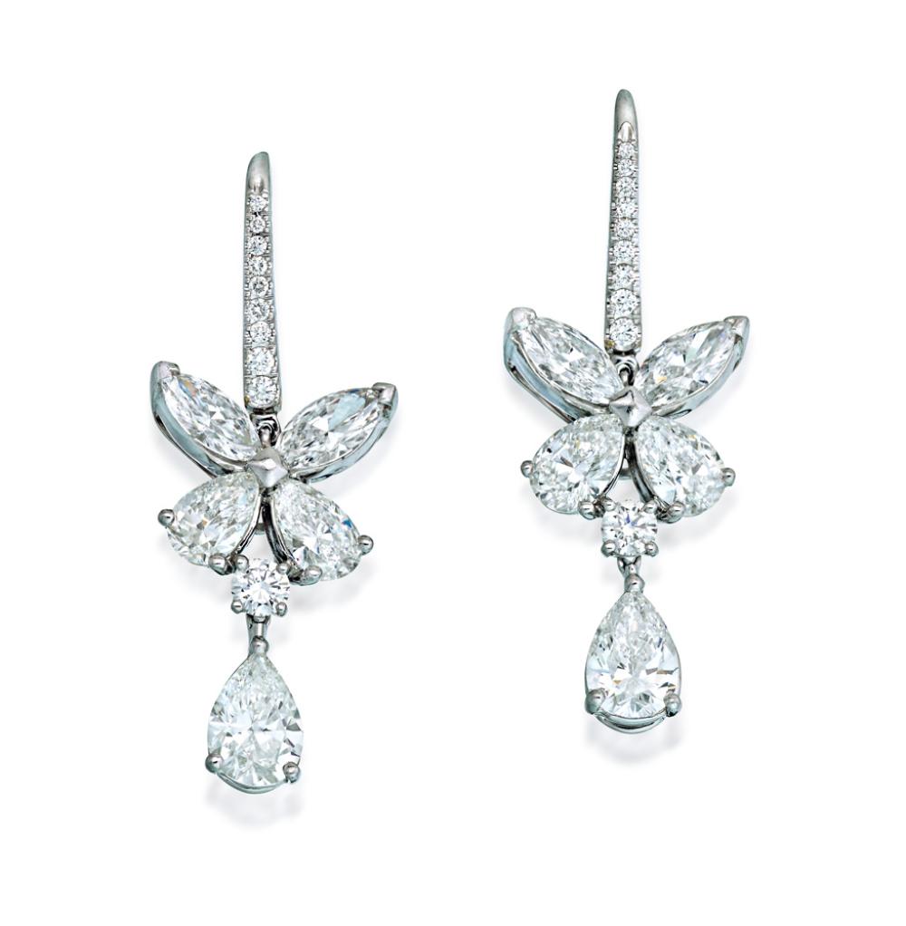 18ct white gold diamond butterfly earrings