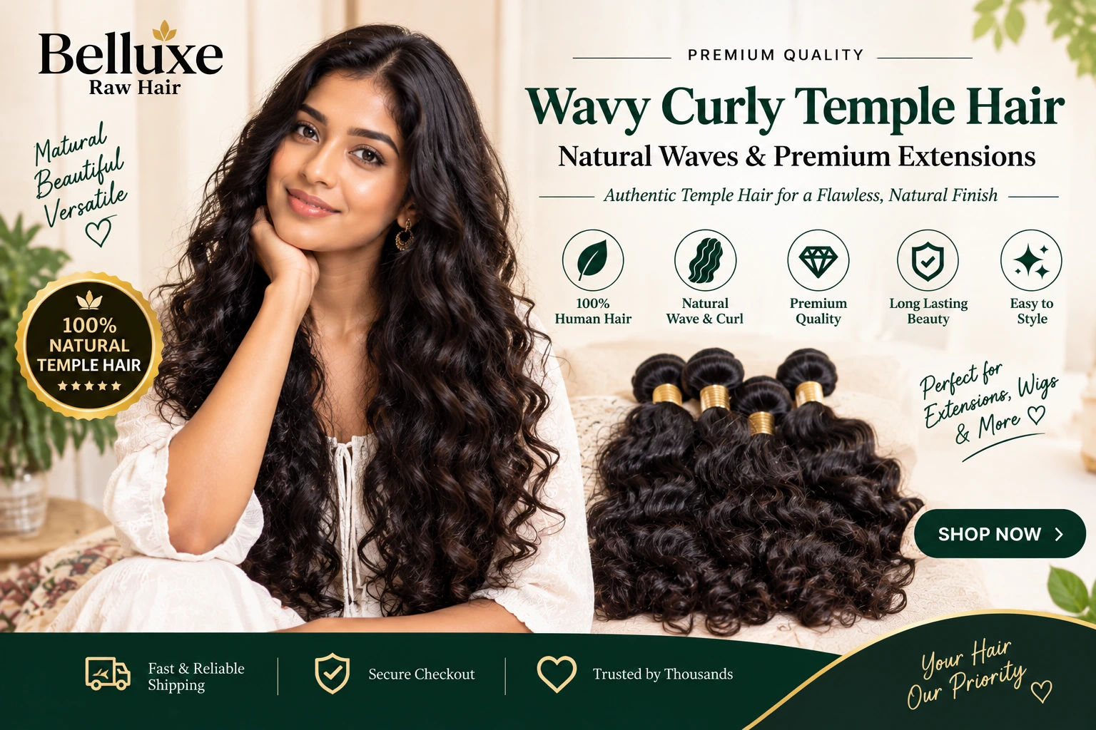 Wavy Curly Temple Hair